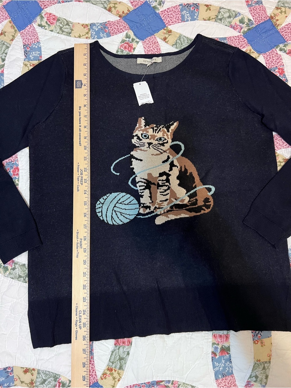 Astrologie Cat Yarn Knit Sweater Navy Blue NWT Size Large - Picture 7 of 9